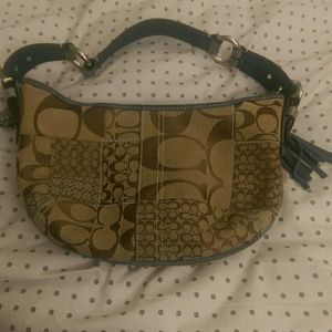 Blue and brown coach bag